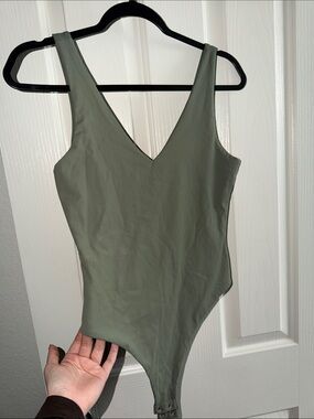 Forever 21 Olive Green V-Neck Bodysuit
